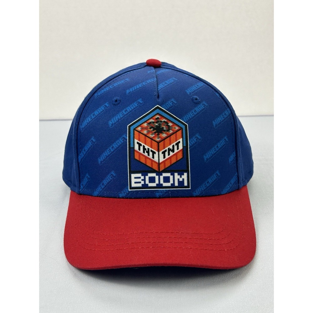 Minecraft TNT Boom Snapback Hat Cap Blue Red Mojang Microsoft 2022 Youth